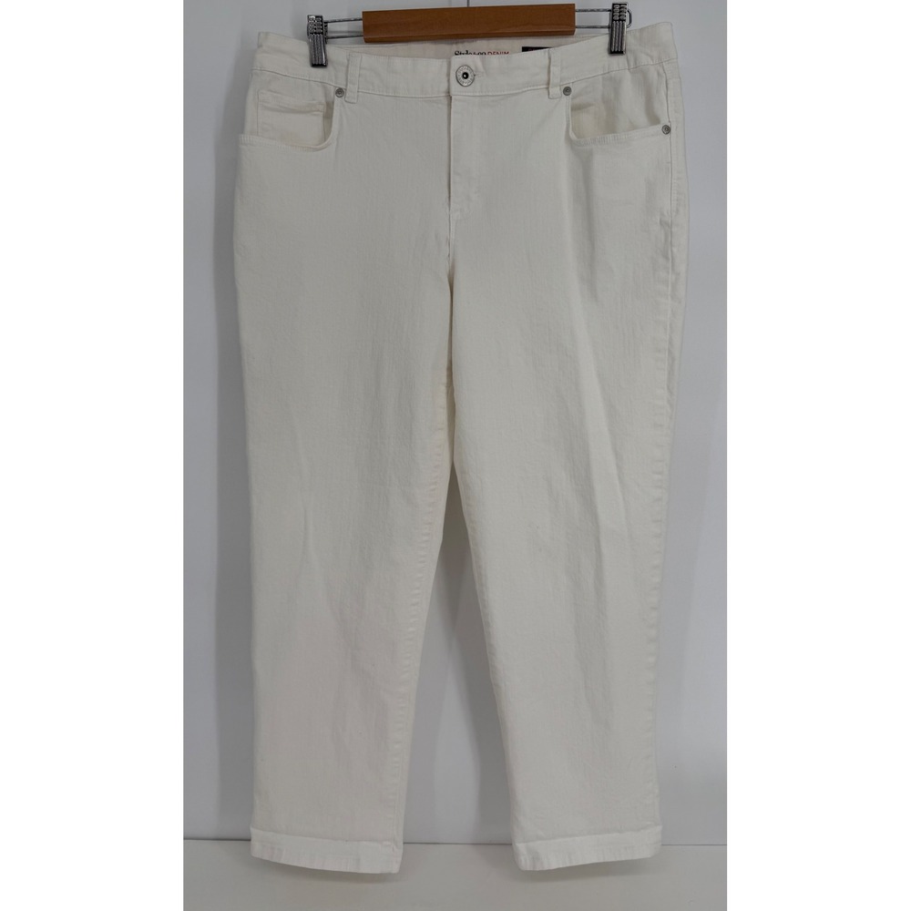 Style & Co Denim Womens Sz 16 White Boyfriend Jeans Relaxed Fit Stretch Cotton